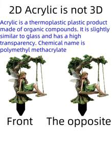 2D Flat 1pc Butterfly Fairy On Swing, Tree-Mounted Outdoor Garden Stake (15cm/5.9inch) Acrylic Printing, Sunlight Powered, Outdoor Decor For Wedding, Lawn, Battery-Free, Durable Waterproof, Best Gift For Friends And Mom