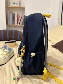 Mochila Minimalista Novo para Escola, Bolsa para Laptop de Grande Capacidade para Estudantes com Pingente Fofo Incluído