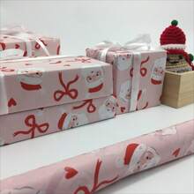 10/50/100张粉色圣诞老人礼品包装纸，适用于DIY工艺品、派对礼品、花束包装、鞋子和衣服包装、圣诞节、万圣节、节日和生日礼品包装装饰。 - 粉色 - 查看 1