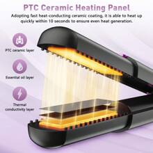 4500mAh Wireless Rechargeable Hair Straightener With LCD Display, 2-In-1 Portable Travel Hair Straightener & Curler, Mini Ceramic Hair Curling Iron, USB Rechargeable Hair Styling Tool, 4500mAh Battery Capacity - Pink - View 4