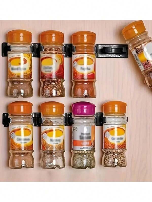 2pcs/4pcs,Wall-Mounted Seasoning Bottle Storage Rack, Suitable For Home And Kitchen Storage. Non-Food Contact Seasoning Bottle Rack, Kitchen Gadgets And Tools, Easy To Install, No Drilling Required
