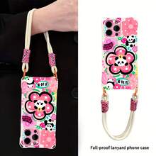 Funda para teléfono (1 unidad). Correa cruzada de moda. Funda de mano anticaídas de cuatro esquinas para llevar el móvil colgado del cuello. Funda suave. Compatible con los modelos 12, 13, 14, 15 y 16 Pro y Pro Plus. Diseño novedoso. - Blanco marfil - Ver 2