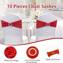 10 Stück Stuhlschärpen aus Spandex mit Schleife, elastische Stuhlbänder mit Schnallenverschluss, geeignet für Hochzeits- und Eventdekoration, Bankettdekoration, Stuhlschleifen, Stuhlrückenbezüge