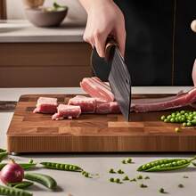 1 pieza Tabla de cortar de madera de palo de rosa de alta calidad - Bloque de cortar rectangular de madera sólida para cortar carne, queso y pan | Superficie con grano natural texturizado | Tabla de preparación elegante para uso doméstico y profesional | Tabla de cortar multiusos | Diseño de madera natural | Superficie acabada suavemente