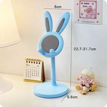 1个可爱手机支架，可调节兔子手机支架，桌面可爱兔子手机支架，兼容所有手机，桌面支架，可爱手机支架，手机配件，办公空间配件，兔子造型，趣味装饰，可爱兔子手机支架，桌面角度和高度可调节手机支架
