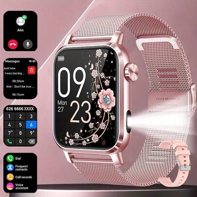 1pc Waterproof Unisex Smart Watch With LED Flashlight, Phone Call Function, Message Reminder, Multiple Sports Modes, Music Playback, Suitable For Men And Women Outdoor Running, Cycling, Etc.