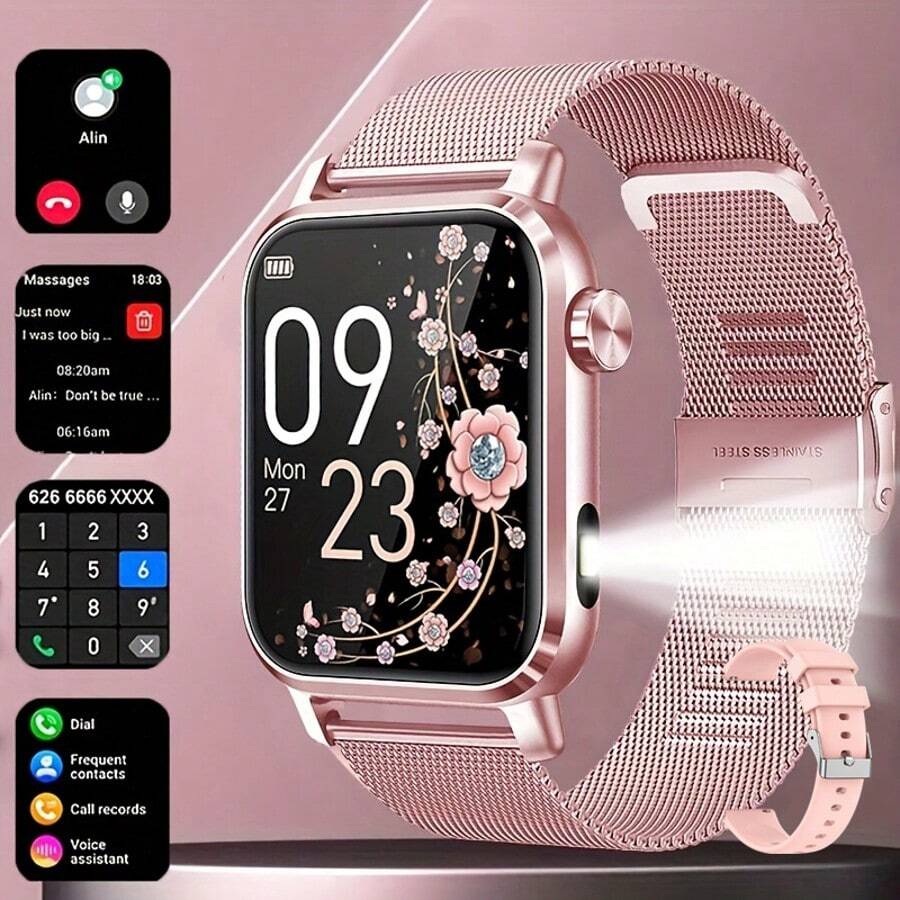 1pc Waterproof Unisex Smart Watch With LED Flashlight, Phone Call Function, Message Reminder, Multiple Sports Modes, Music Playback, Suitable For Men And Women Outdoor Running, Cycling, Etc.