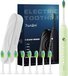 Electric Toothbrush For Adults And Kids, With 8 Brush Heads And Travel Case,5 Modes With 2 Minutes Build In Smart Timer, One Charge Use For 90 Days, Rechargeable Toothbrushes (Light Green),6688916 - màu xanh lá - Xem 6