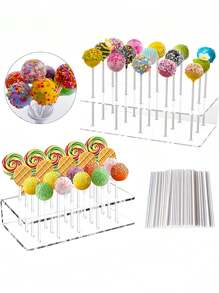 2 pièces Support à cake pop 20/15 trous, support acrylique transparent pour sucettes, présentoir à cake pop. Décoratif pour les mariages, anniversaires, Halloween. Support acrylique transparent pour gâteaux, présentoir à desserts, décoration de table pour fête d'anniversaire