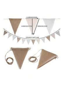 Banner decorativ din in gros, 3,5 m, 12 buc., model Ombre - pentru petrecere de ziua de naștere, clasă, școală, carnaval, evenimente în aer liber, evenimente mari, ceremonii de absolvire, nuntă, grădină, decorare de perete și decorare interioară - Degrade bej - Vizualizare 8