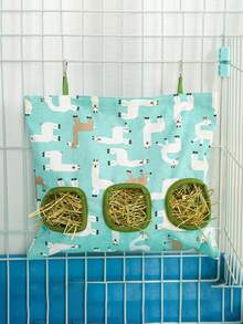 1Pc Hanging Feeding Bag Pet Hay Bag For Guinea Pigs Small Animal Feeder Rabbit 2 Holes/3 Holes Food Dispensers Container Bag Rack Cage Accessories,Dry Grass Feeder Pouch For Rabbit Small Animal Food Storage Bags Pet Feeding Multipurpose Guinea Pig Supplies - Multicolor - View 11