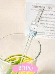 1 根耐热玻璃吸管，可爱，适合日常使用