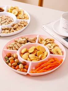 1pc Unstoppable Heart-Shaped Party Snack Service Tray, Appetizer Plate, Snack Bowl, Multi-Stage Snack Bowl Tray, Nut, Candy, Fruit Container, Reusable Plastic Snack Tray With 4 Compartments For Home And Restaurant - Multicolor - View 9