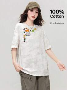 New Fashion Casual Versatile Round Neck Short Sleeve Women Cotton T-Shirt