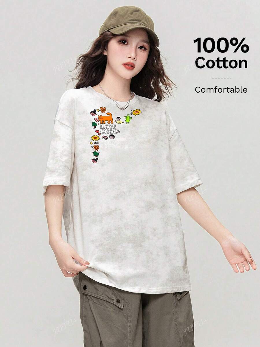 New Fashion Casual Versatile Round Neck Short Sleeve Women Cotton T-Shirt