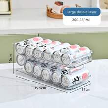 Stackable Refrigerator Organizer Bins Pop Soda Can Dispenser Beverage Holder For Fridge Clear Plastic Canned Food Storage Rack