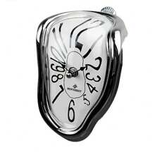 1pc Melting Clock Wall/Desk Decor - Modern Aluminum Arabic Numeral Design, Asymmetrical Shape Creative Timer, Unique Gift For Home And Office, Contemporary Style Decor, Durable Structure, Clear Visual Elements