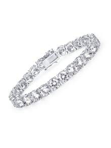 MDFUN 14K White Gold Plated 6mm Cubic Zirconia Classic Tennis Bracelet | Men's White Gold Bracelet