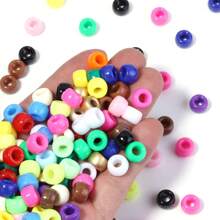 200 buc/pachet mărgele acrilice multicolore cu orificiu mare, 6x9mm, potrivite pentru realizarea de bijuterii DIY lucrate manual, decorațiuni artizanale: brățări, coliere, cercei, accesorii de păr, decorațiuni pentru încălțăminte, ornamente pentru îmbrăcăminte