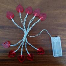 1 件 LED 红色心形灯串，浪漫仙女灯，适用于求婚、家居装饰、节日派对、酒吧、女孩卧室，电池供电 - 紅愛心燈串 - 查看 17