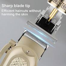 HIENA 1/2pcs Professional Men's Hair Clipper Set, Wireless USB Rechargeable Lithium Battery, ABS Material, Digital Display, Barber And Home Choice, Ideal Home Gift - Bronze - View 5