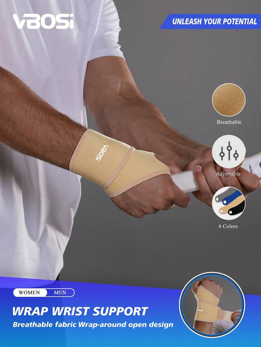 VBOSI 1 chiếc băng quấn cổ tay bằng neoprene có thể điều chỉnh - Nhẹ và thoáng khí với các lỗ thông gió, thiết kế unisex lý tưởng cho việc nâng tạ và đạp xe.