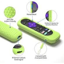 2 Pack Silicone Remote Cover For Roku TV Remote Silicone Case Cover Compatible With Most Roku Voice Remote Shockproof Washable Roku Remote Cover With Lanyard Pink+ Luminous Green - Hồng + Xanh lá cây sáng - Xem 2