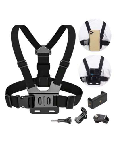 Suporte de peito ajustável para celular e câmera GoPro no peito para motocicleta e bicicleta