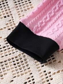 Girls Ribbed Knit Long Sleeve Dress, Elegant & Charming For Spring/Autumn - Pink - View 7