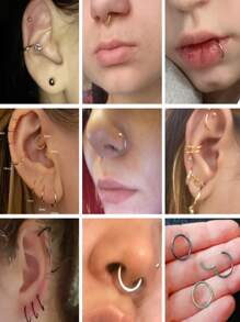 1 pieza Anillo de labio continuo de acero inoxidable, versátil y de moda