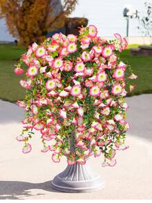 1/2/4pcs Artificial Eucalyptus Silk Flower Vine, UV-Resistant Greenery For Outdoor Hanging, Suitable For Anniversary, Graduation, Wedding, Party, Home, Office, Porch, Garden, Wall Decor In Spring & Summer - Pink-eucalyptus Morning Glory - View 8