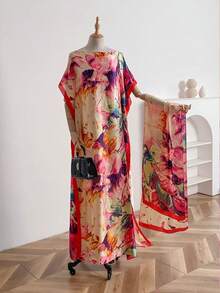 2025 Summer New Fashion African Dresses For Women Elegant Printed Silk Muslim Lady Long Hijab Kaftan Dress Oversize Kuwait Abaya 0VRP - XANH ĐẬM - Xem 9