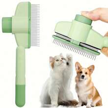 1pc (Color Random) Self-Cleaning Pet Grooming Brush - Dense Teeth For Detangling, Suitable For Cats And Dogs, Flea Design, Ergonomic Handle, Plastic Material - Multicolor - View 2
