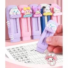 Sanrio 5 Sanrio Cartoon Character Sets, Made Of Durable ABS Material, Anti-Fouling And Anti-Shatter, Anti-Scratch Retractable Cute Eraser