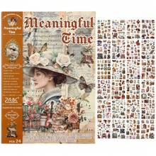 复古剪贴簿贴纸 480 张预切人物/花朵贴纸，适用于剪贴簿，和纸贴纸，用于日记，日记贴纸，成人剪贴簿用品 - 彩色 - 查看 12