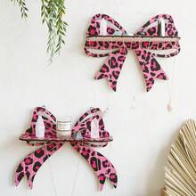 1pc Butterfly Shaped Wall Mounted Jewelry Display Rack, Pink Leopard Print Decorative Storage Organizer, Floating Wall Hanging Rack For Earrings, Necklaces And Rings, Modern Home Decor, Ideal Gift For Her, Stylish Storage Solution For Bedroom Or Bathroom - Multicolor - View 8