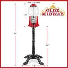 15" Gumball Machine With Stand And Coin Bank Red Bubble Gum Candy Dispenser - as pic - View 3