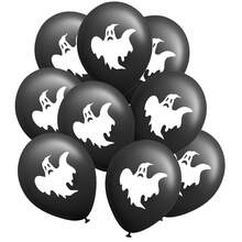18pcs Ghost Pattern Balloon, 12inch Black Latex Balloons, For Halloween Decorations, Various Festival Photo Background Decorations, House Party Indoor And Outdoor Decoration, House Party Decorations, Graduation Ceremony, Events And Celebrations