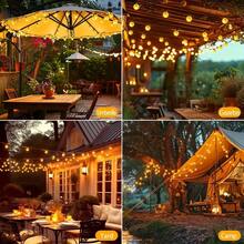 100LED Solar Outdoor Fairy Lights 39Ft Crystal Ball String Lights, 8 Lighting Modes Auto On/Off For Garden Patio Yard Wedding Party Holiday Decorations - 暖白色 - 查看 7