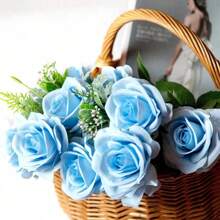 5pcs/10pcs Blue 20 Inch Valentine's Day Home Decoration Simulation High-End Roses,Bedroom Decoration Flowers Valentine's Day Bouquets, Desktop Decoration, Wedding Decoration Bride's Hand Bouquets, Wrist Flowers, Corsage Materials Home Restaurant Bedroom Vase Decoration Bouquets DIY Birthday Party Cake Materials Valentine's Day New Year Gift Materials Shooting Props, Vase Decoration, New Year Decoration, Outdoor Garden Decoration