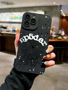 Spiderweb, Stars Print Pattern Phone Case Compatible With IPhone 16 Pro Max, 14, 13, 12, 11 Pro Max, XS Max, X, XR, 8, 7, 6S, Plus, Mini, And Galaxy A13 4G, S21 FE 5G, A15, A21S, A34, A12, A50, S21, A71 And More, Shockproof, A Great Birthday Gift For Girlfrid, Boyfrid Or Yourself Waterproof Anti-Fall Scratch Resistant.Christmas Accessories. - Black - View 5