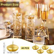 Set Of 40 Gold Floating Unscented Candles Perfect For Weddings Parties Spa Bathtub And More! - Gold - View 4