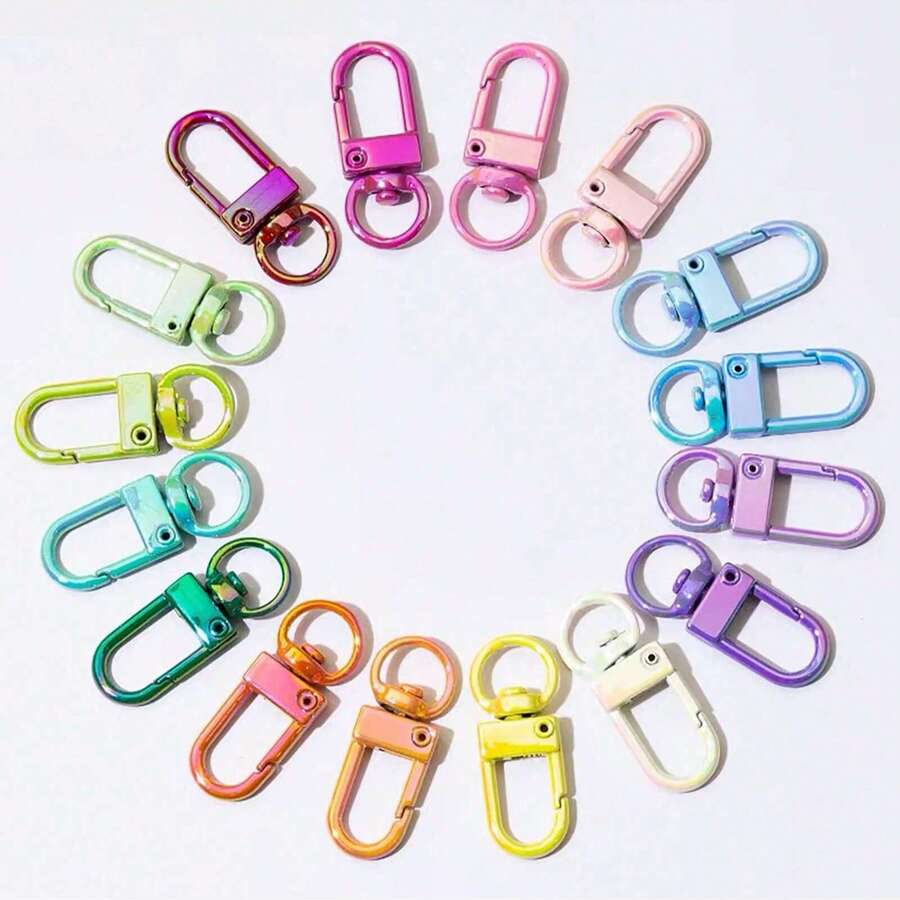 5pcs Colorful Painted Zinc Alloy Swivel Quick Hook Shrimp & Lobster Keychain Buckle For Bag, Doll, DIY Keyring Accessories Christmas Gift