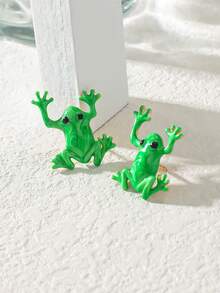 1 Pair Unique Creative Fashion Gradient Color Frog Earrings, Suitable For Party, Music Festival, Vacation, Halloween, Christmas And Other Festivals, Perfect Holiday Gift - Green - View 4