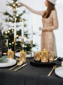 12 piezas - Lámpara de vela con patrón de diamante y cristal transparente simulado, vela electrónica sin llama LED, utilizada para decoración de mesa de hotel, atmósfera de boda, decoración para fiesta de vacaciones, lámpara de ambiente para acampar al aire libre, decoración navideña, decoración del hogar, decoración de habitación, decoración de dormitorio