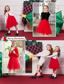 2025Toddler Girls Tulle Dress Rainbow Tutu Birthday Princess Dresses Formal Photo Shoot Outfit Summer Clothes 2-6T'Sprout Style' - 紅色 - 查看 7