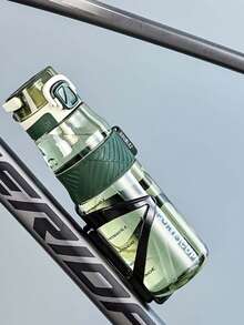 1个1000毫升/800毫升/600毫升户外运动便携水瓶，带吸管，耐用，绿色，带安全盖和提手，适合日常通勤、户外露营、办公、户外活动、万圣节、圣诞节和新年礼物 - 彩色 - 查看 6