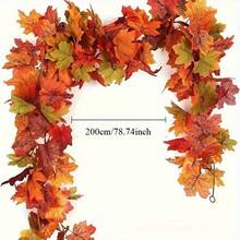 1 件鲜艳的秋季枫叶花环 - 人造秋叶花环，非常适合感恩节和万圣节装饰，无需电池，易于悬挂的设计，适合家庭和前门，秋季家居装饰