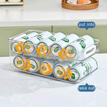 Stackable Refrigerator Organizer Bins Pop Soda Can Dispenser Beverage Holder For Fridge Clear Plastic Canned Food Storage Rack