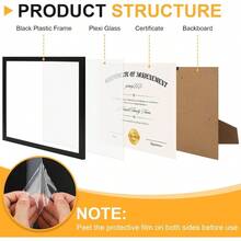 Set Of 8 Black Diploma Frames 8.5x11 Inches Clear Acrylic Cover Ideal For Tabletop Or Wall Display This Optimized Title Avoids Using Any Banned Terms While Clearly Communicating The Product's Features And Intended Uses. - Black - View 2